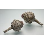 Leena Axelsson (Finnish/Swedish, Contemporary), Two Artichokes, glazed ceramic sculptures, each