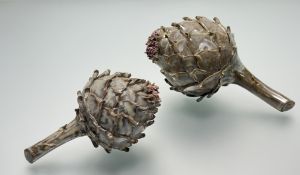 Leena Axelsson (Finnish/Swedish, Contemporary), Two Artichokes, glazed ceramic sculptures, each