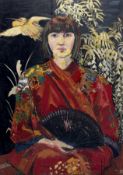 Y Peter McLaren (Scottish, b. 1964), Girl with a Fan, signed verso and inscribed 