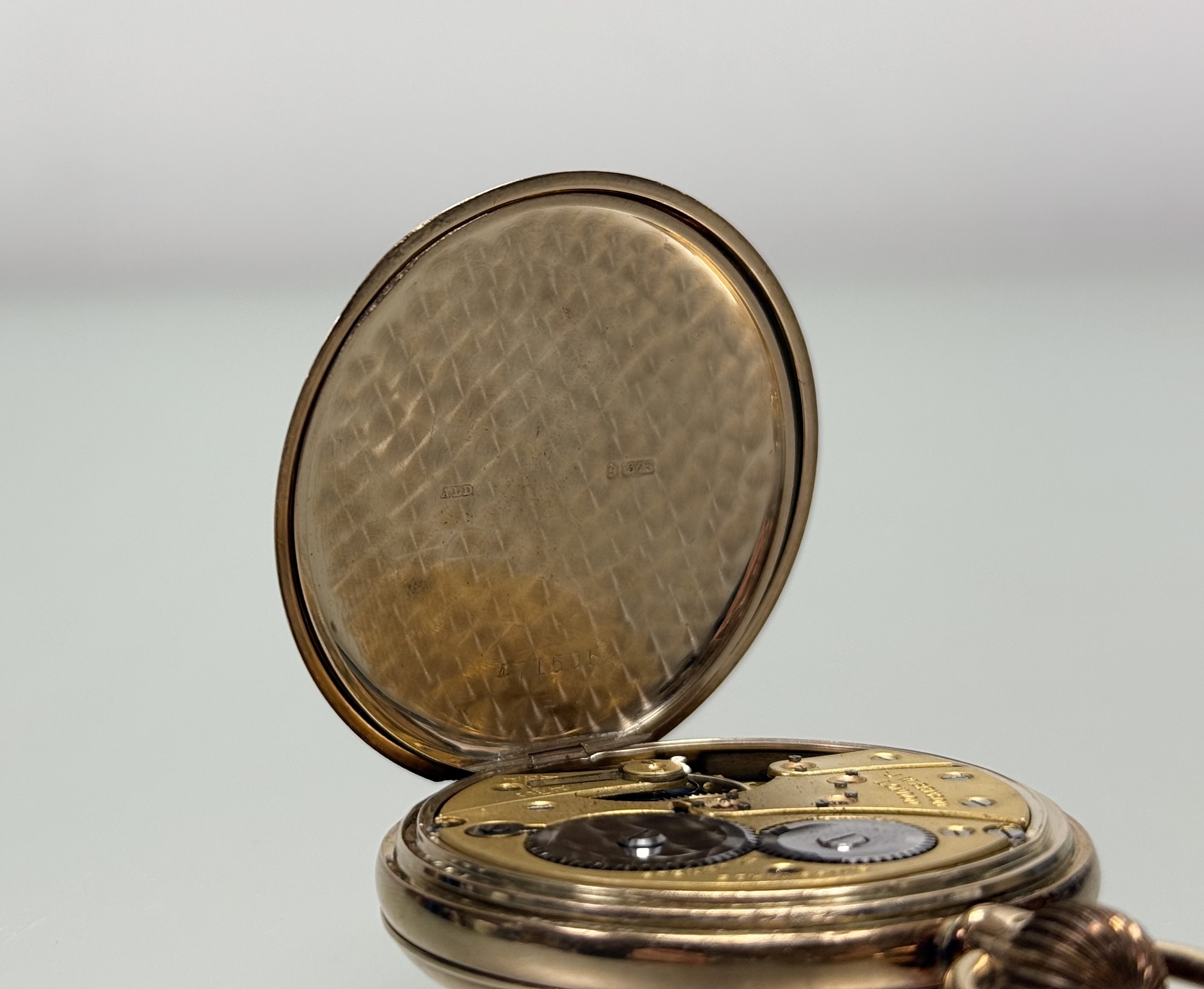 A George V 9ct gold half hunter pocket watch, the case hallmarked for Birmingham 1929, Benson London - Image 6 of 6