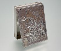 A Dutch silver tobacco box, late 19th century, with Dutch export mark, of rectangular form, the