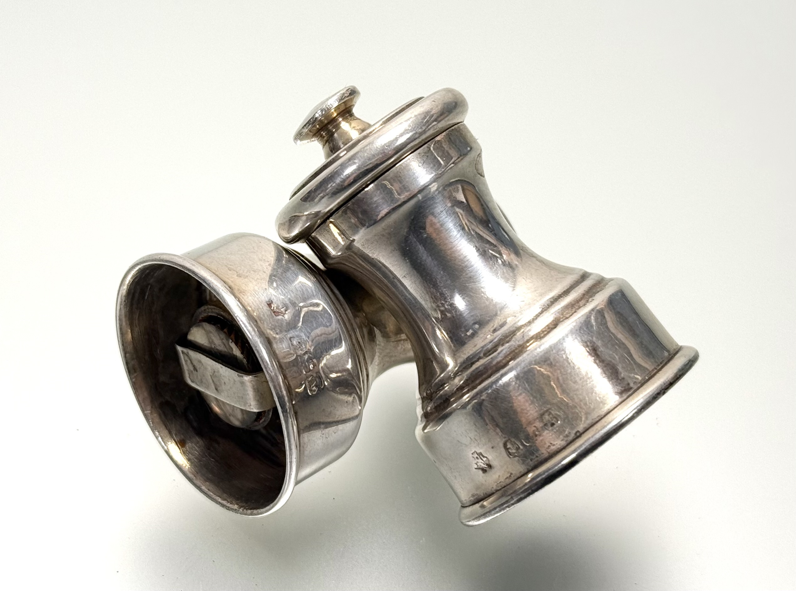 A pair of Edwardian silver pepperettes, Birmingham 1908 (maker's mark indistinct), of baluster form. - Image 2 of 2