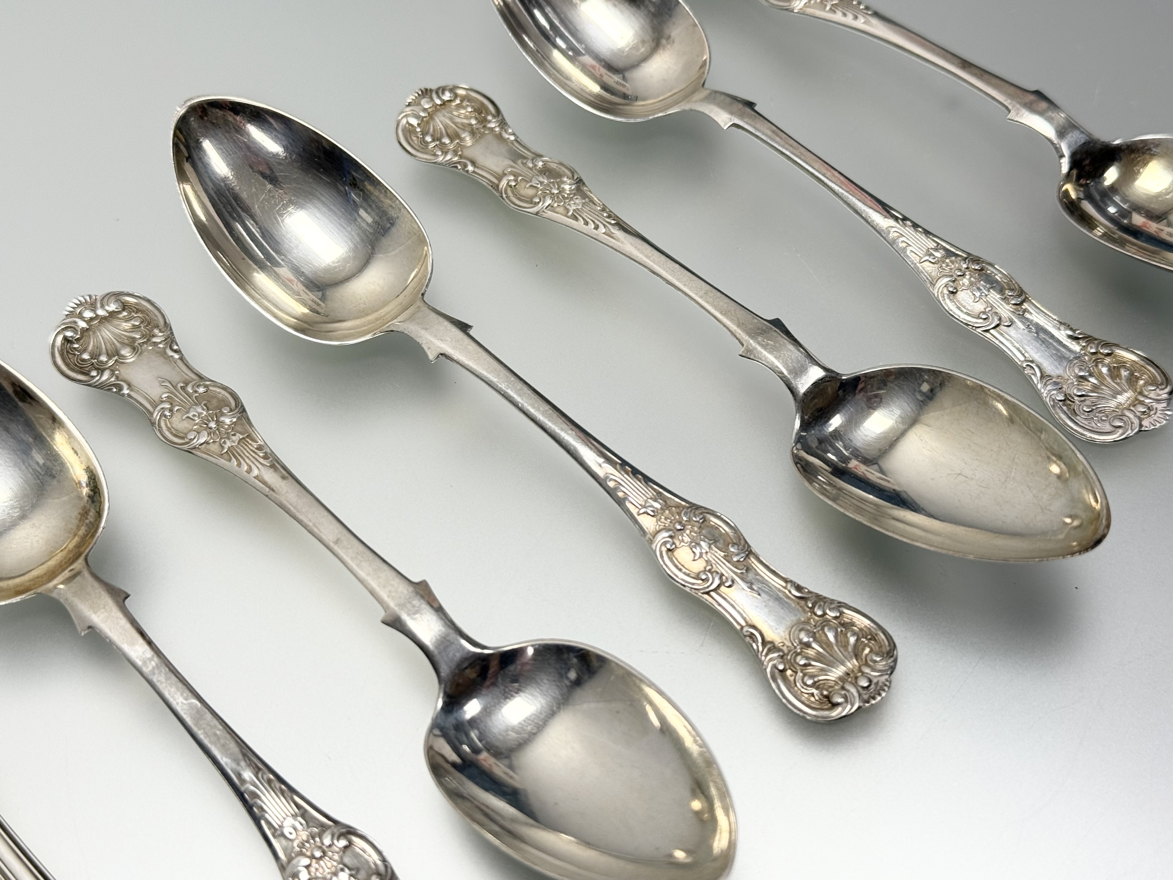A set of twelve Victorian Scottish silver teaspoons, Queen's pattern, William Coghill, Glasgow 1866; - Image 2 of 3