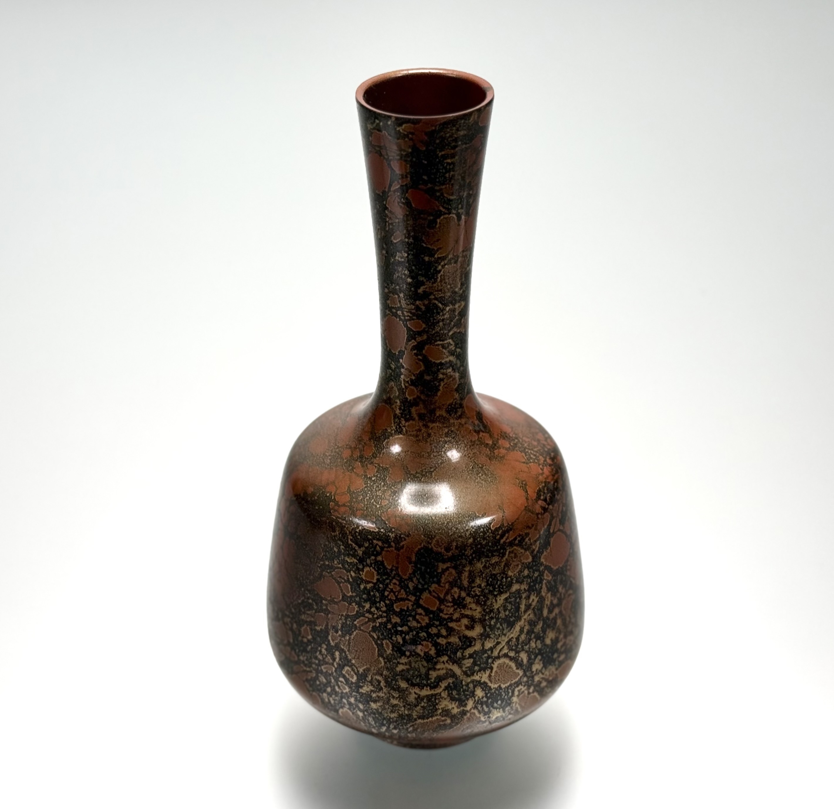 A Japanese "Murashido" bronze vase, probably early 20th century, in mottled brown, gold and