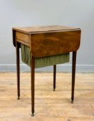 A George III mahogany work table by Bruce and Burns of Edinburgh, c. 1800, with boxwood stringing