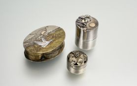 Cornelius Van Dop (Dutch, 1945), A Japanese-inspired brass and mixed metal oval scalloped sided box: