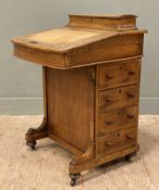A Victorian walnut Davenport desk, inlaid stationary box and fall-front revealing fitted interior,
