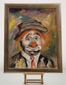 A 20thc School, Portrait of a Clown, oil on canvas, dated 1971, signed indistinctly bottom right,
