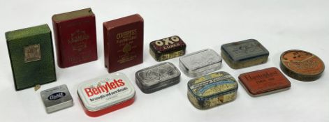 A collection of vintage medicine and storage tins, including Benylets, Eucalyptus Menthol Pastilles,