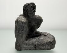 An abstract figural carved iniut stone sculptural, crack / a/f . (h-28cm)