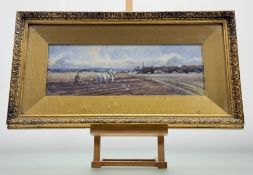 Mary Reade (Late 19thc School), Winter Plouching Little Crosby, watercolour, signed bottom right,