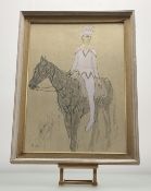 After Picasso, A Jester on horseback print, in a glazed frame. (60cmx42cm)
