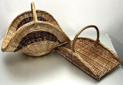 A willow wicker garden trug basket with loop handle (l. 52.5cm x h. 32cm), together with a hand-