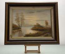 A 20thc School, Lake Study, oil on canvas, signed indistinctly bottom right, framed. (29cmx39cm)