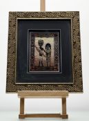 A pair of works by Oettle (South African), each depeicting Everyday figural scenes, each work hand-