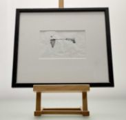 A 20thc School, A Gun shooting at a butterfly net catroon style sketch, black ink on paper, signed