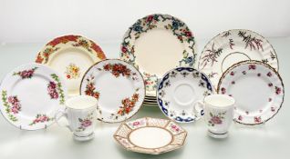 A collection of various plates comprising, a Paragon Coniston pattern saucer (w-14cm), a
