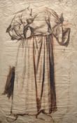 Stanley Lewis ARCA MBE (Welsh 1905-2009), Study of a Robed Figure, sepia ink and wash on paper,