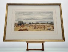 A 20thc School, Harvesting The Hay , watercolour on paper, unsigned, in a glazed frame. (20cmx36cm)