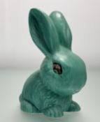 A Vintage Sylvac green snub nosed rabbit (1028). (h-25cm)