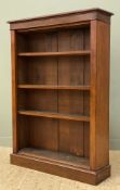 An Edwardian mahogany bookcase, moulded cornice over three adjustable shelves to front, raised on