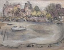 Valerie Fraser RSW (Scottish 1933-), Morning Tide Vert Galant, mixed media on paper, signed bottom