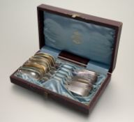 A 19thc Danish 800 standard set of six fiddle pattern tea spoons stamped F. Apell: l. x 15cm in
