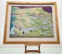 Brent Millar (Scottish 1950-), A Flock of Swans Study, mixed media on paper, inscribed to side in
