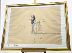 After Salvador Dali, Untitled (female figure with heads of flowers) 1937 print, published Enormous