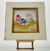 Moy Mackay (Scottish 1966-), The Swirly China Cup, pelted merino, stiched signature, paper label