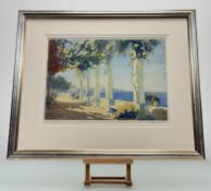 Frédéric Louis Leve ( French 1877-1968), French Rivera Scene, coloured lithographic print, signed