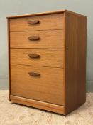 A mid-century teak chest of drawers by Austinsuite, fitted with four graduated drawers to front,