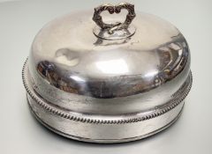 An impressive late 19thc Sheffield plated oval meat dish cover with twin C scroll handle to top