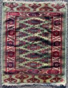 A modern hand-knotted Turkish/ Kazak Caucasian rug, central panel with geometric tribal motifs