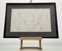 Bob Dewar (20thc Scottish), Comical Office Pencil Sketch, signed in pencil, in a glazed frame. (