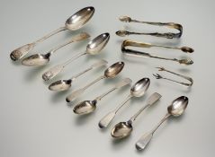 An Edinburgh William IV fiddle and shell pattern table spoon: l. x 22cm and a pair of matching
