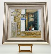Douglas Phillips (Scottish 1926-2012), A Window in Soller Majorca, oil, signed bottom right, paper