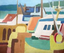 Claire Ritson (Scottish 1906-2005), In Cassie Harbour II, oil on board, monogrammed bottom right,