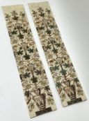 A set of two Victorian transfer printed continuous fireplace tiles, decorated with floral and urn