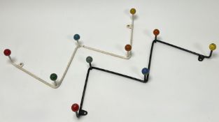 A set of two retro vintage mid 20th century sputnik atomic coat hooks, comprising two 'W' shape