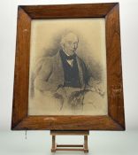 A framed print of a seated gentleman, in a glazed rosewood frame. (45.5cmx33.5cm)