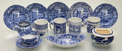 A collection of misc Copeland Spode blue and white table wares comprising, four coffee cups from The
