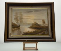 A 20thc School, Lake Study, oil on canvas, signed indistinctly bottom right, framed. (29cmx39cm)