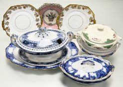 A collection of various misc dinner ware comprising, a Booths Silicon pattern lidded tureen, a
