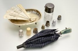 A Chester silver topped crystal perfume bottle with original internal stopper: h. x 6cm with