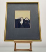 A 20thc English School, set of five unsigned caricatures portraits of barristers, each of three