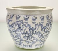 A Chinese blue and white chinoiserie design plant pot (h-29cm w-35cm)