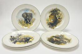 A collection of six Wedgwood plates designed by David Shephard for the World Wildlife Fund,