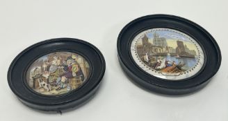 A Staffordshire Prattware pot lid 'Strasbourg' (331) (d. 17.5cm), together with a Staffordshire