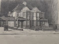 David Evans RSA RSW ARCA (British 1942-2020), Study for the house at Warriston, pencil sketch,